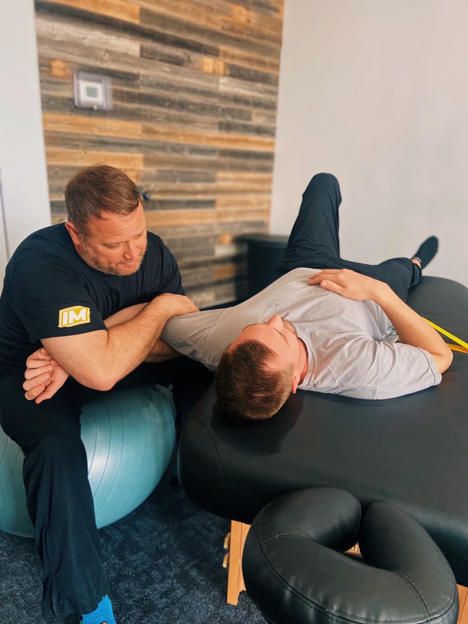 Assisted stretching session at InMotion Wellness Studio Summerville